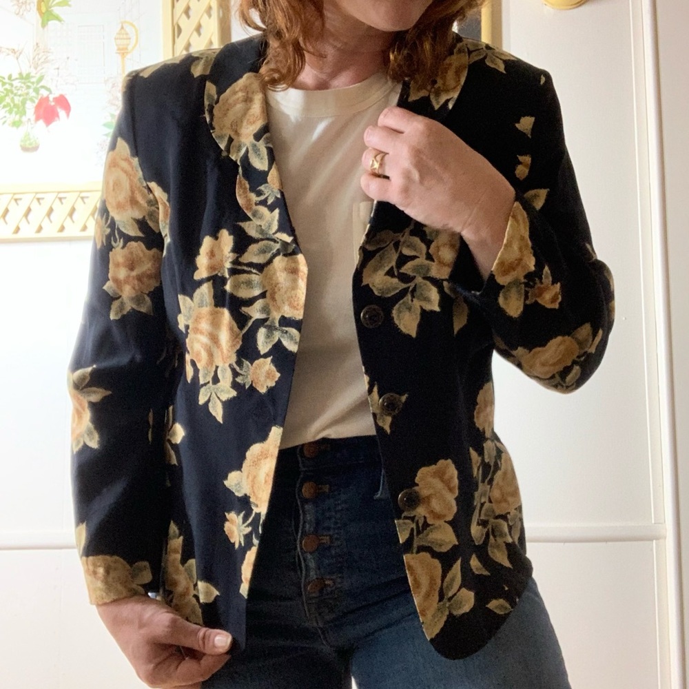 Vintage 90s Floral Blazer Blouse 6
